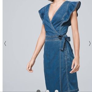 White House black market faux wrap denim dress